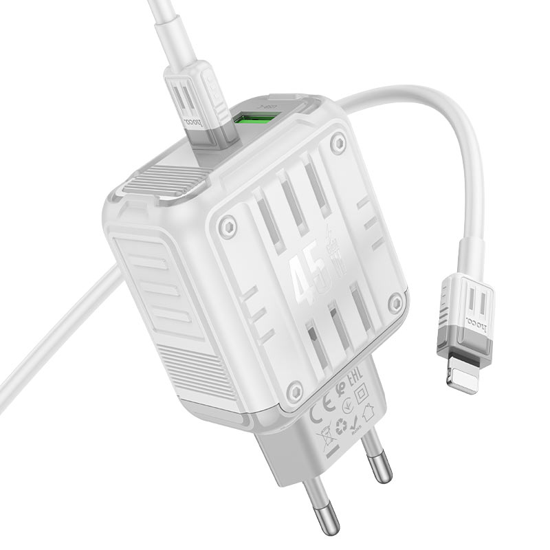 hoco c136a rock pd45w 1a1c wall charger eu set usbc ltn