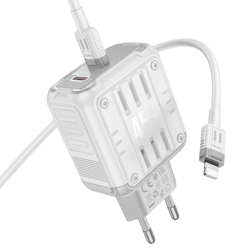 hoco c137a rock pd45w 2c wall charger eu set usbc ltn cable