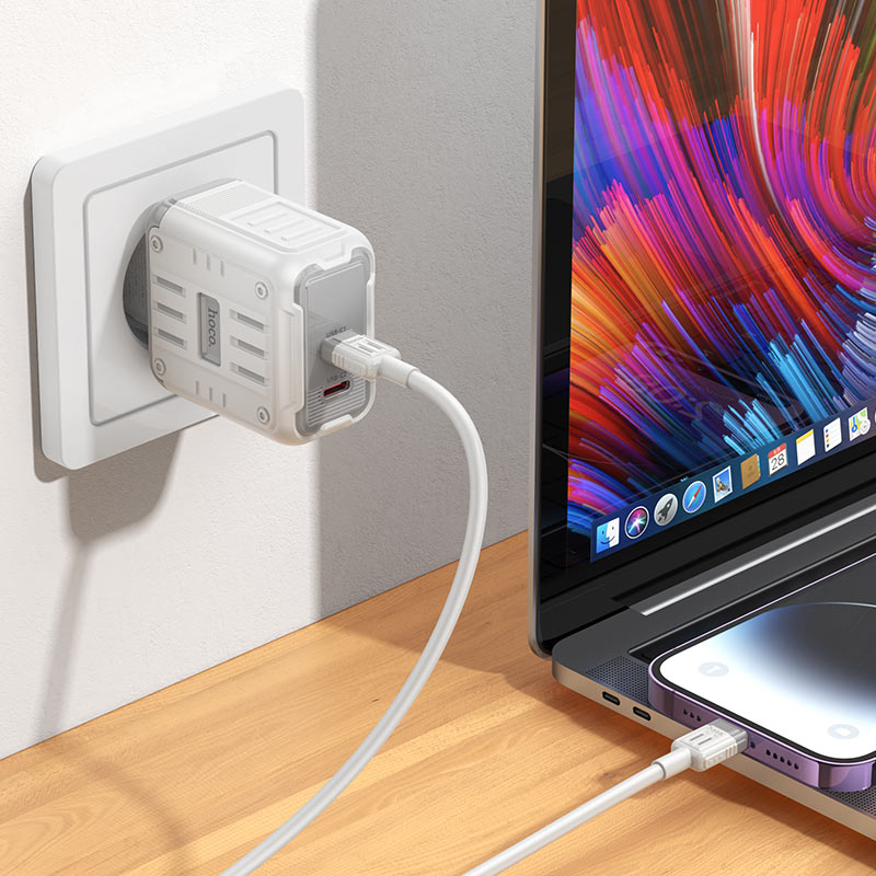 hoco c137a rock pd45w 2c wall charger eu set usbc ltn interior