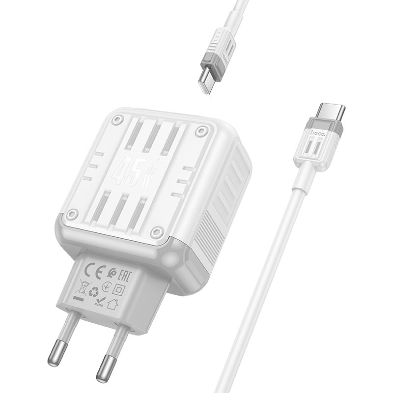 hoco c137a rock pd45w 2c wall charger eu set usbc usbc charging