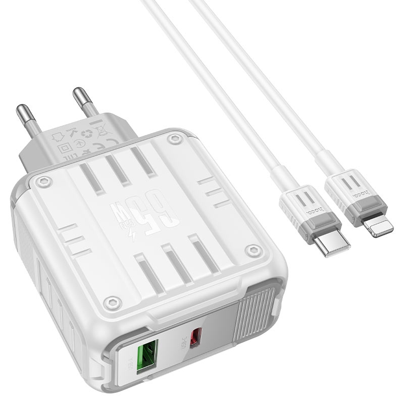hoco c138a rock pd65w 1a1c wall charger eu set usbc ltn ports