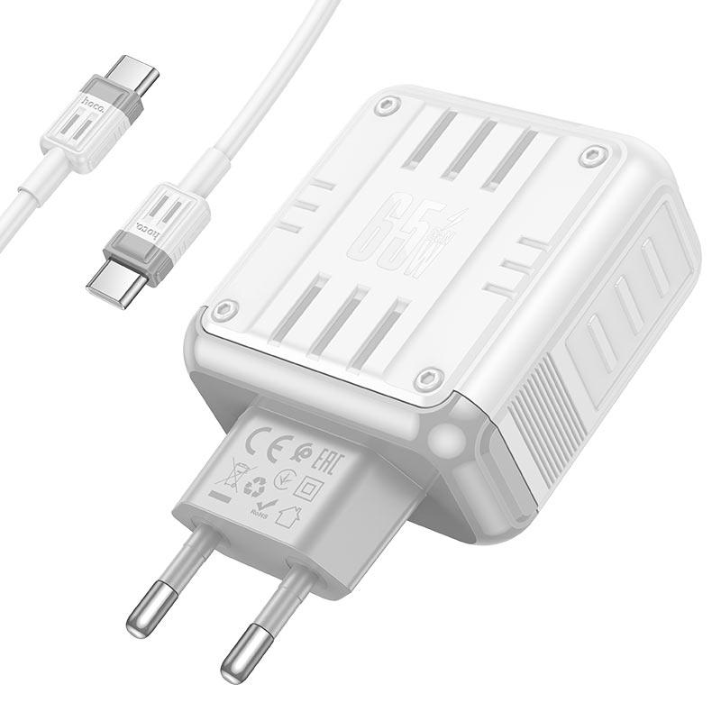 hoco c138a rock pd65w 1a1c wall charger eu set usbc usbc cable
