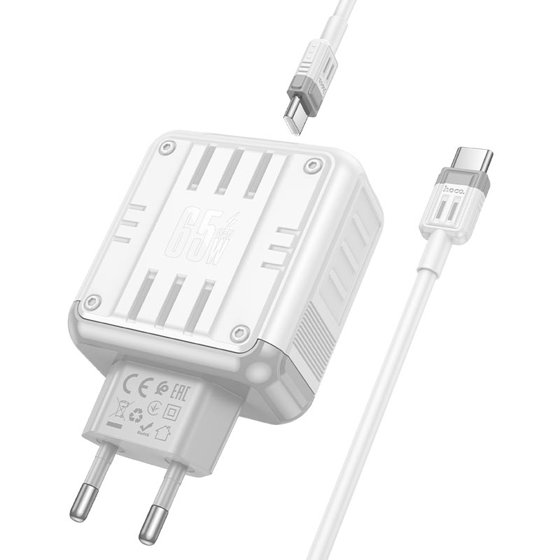 hoco c138a rock pd65w 1a1c wall charger eu set usbc usbc output