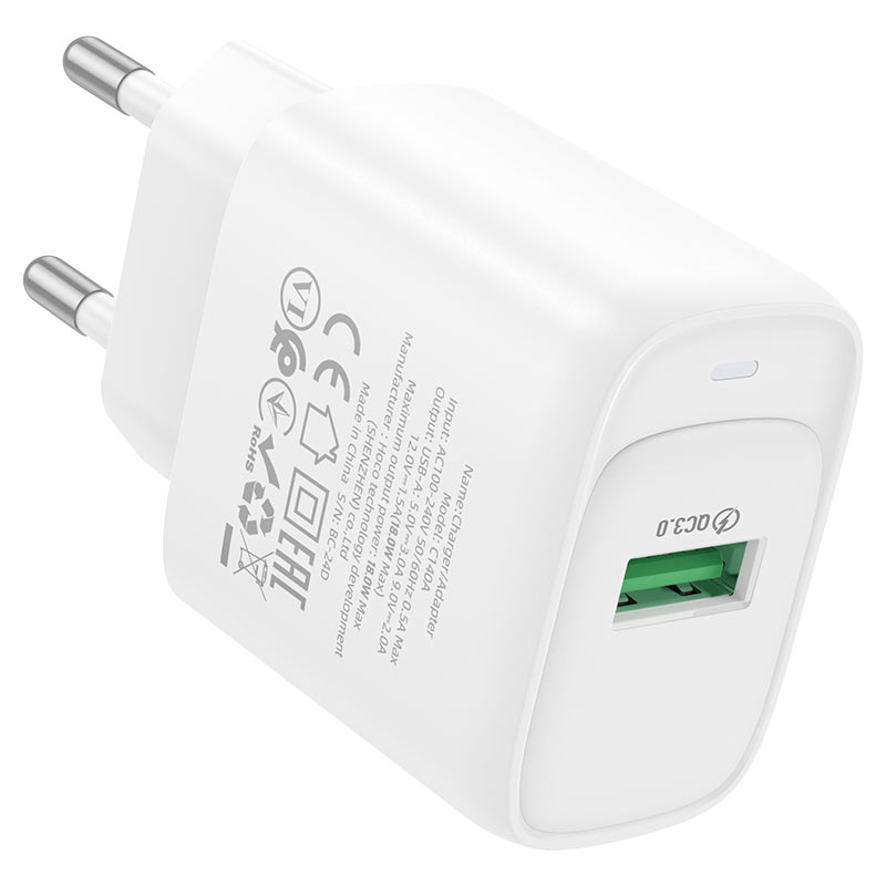 hoco c140a smart 1port qc3 wall charger eu output