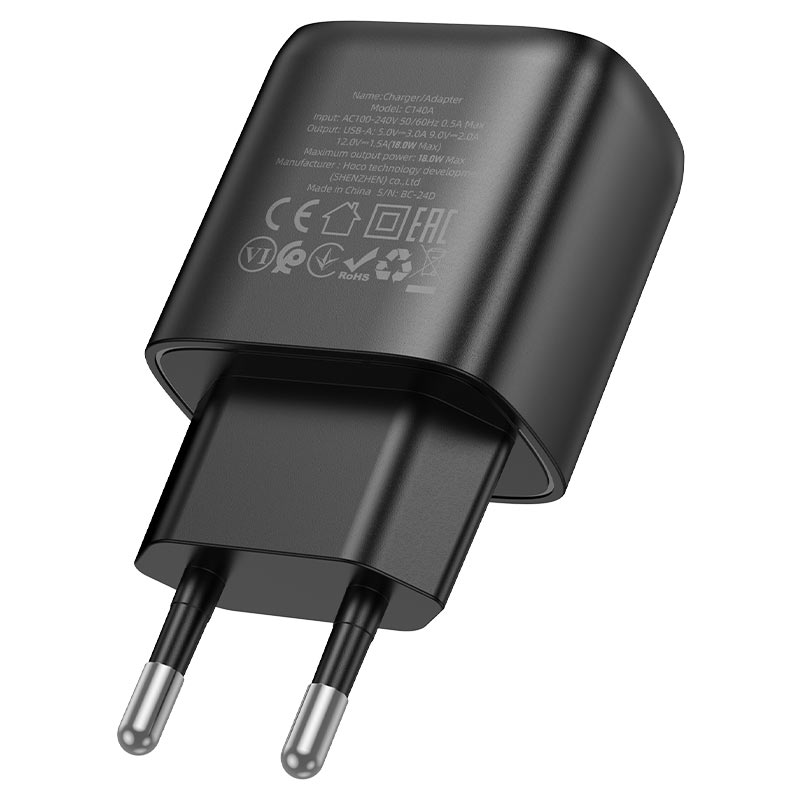 hoco c140a smart 1port qc3 wall charger eu plug