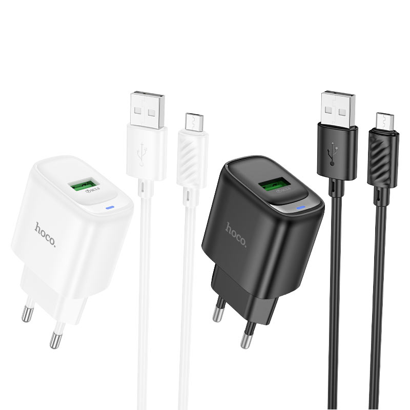 hoco c140a smart 1port qc3 wall charger eu set usba musb colors