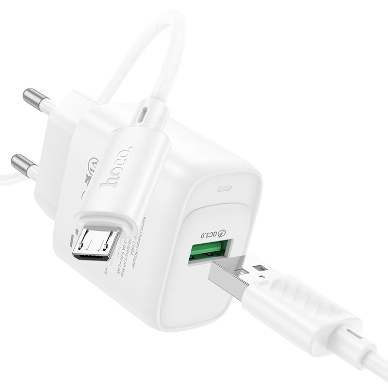 hoco c140a smart 1port qc3 wall charger eu set usba musb output