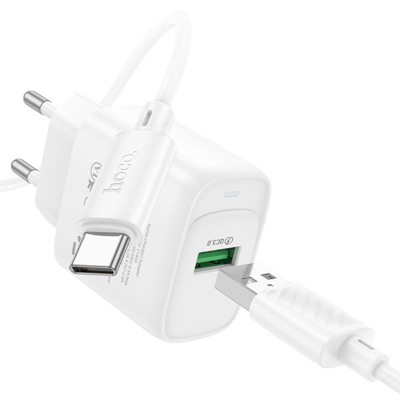 hoco c140a smart 1port qc3 wall charger eu set usba usbc port