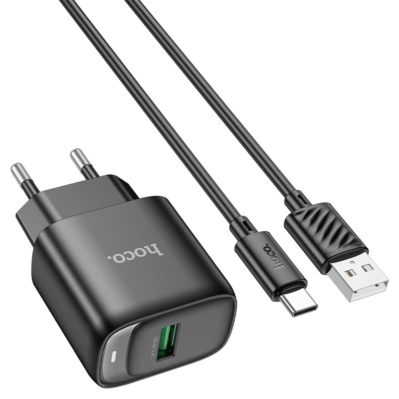 hoco c140a smart 1port qc3 wall charger eu set usba usbc