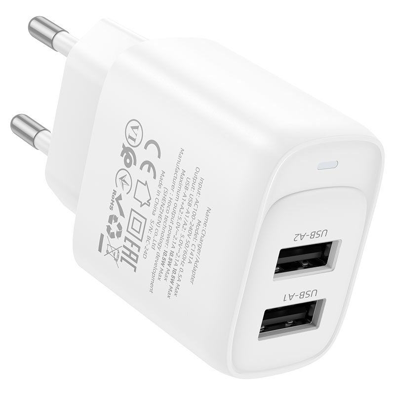 hoco c141a smart 2ports wall charger eu output