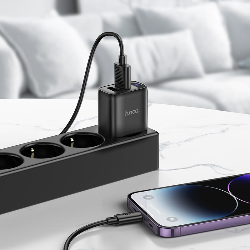 hoco c141a smart 2ports wall charger eu set usba ltn interior