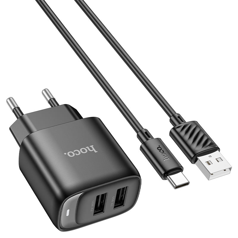 hoco c141a smart 2ports wall charger eu set usba usbc