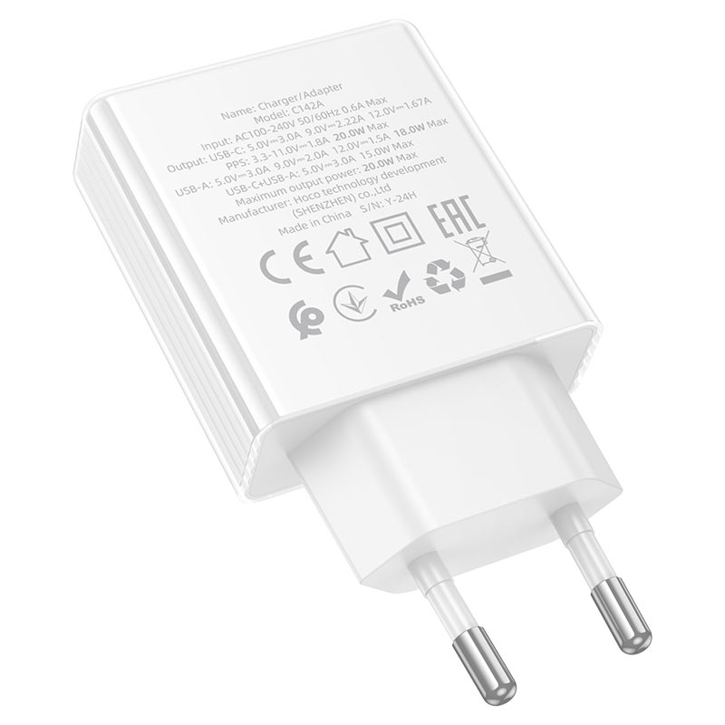 hoco c142a direct pd20w qc3 wall charger eu plug