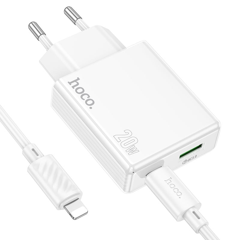 hoco c142a direct pd20w qc3 wall charger eu set usbc ltn