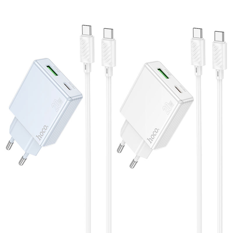 hoco c142a direct pd20w qc3 wall charger eu set usbc usbc colors