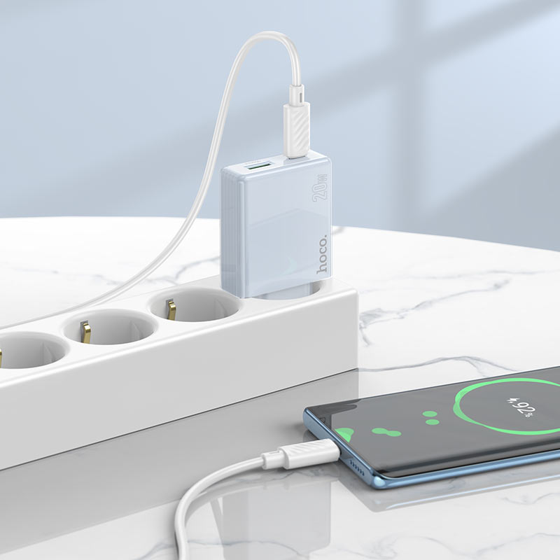 hoco c142a direct pd20w qc3 wall charger eu set usbc usbc interior