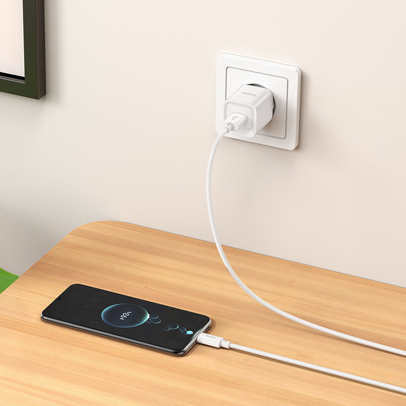 hoco c145a charm 1port qc3 wall charger eu set usba musb interior