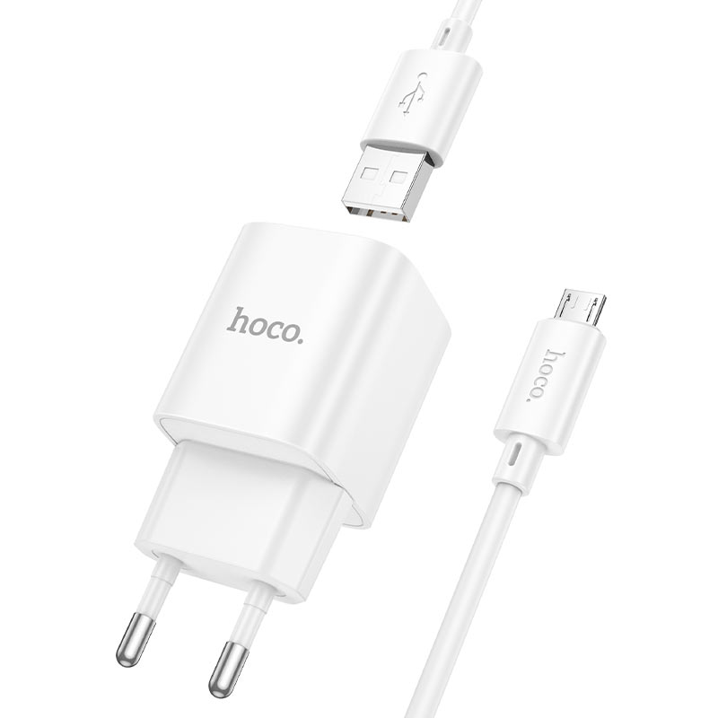 hoco c145a charm 1port qc3 wall charger eu set usba musb output