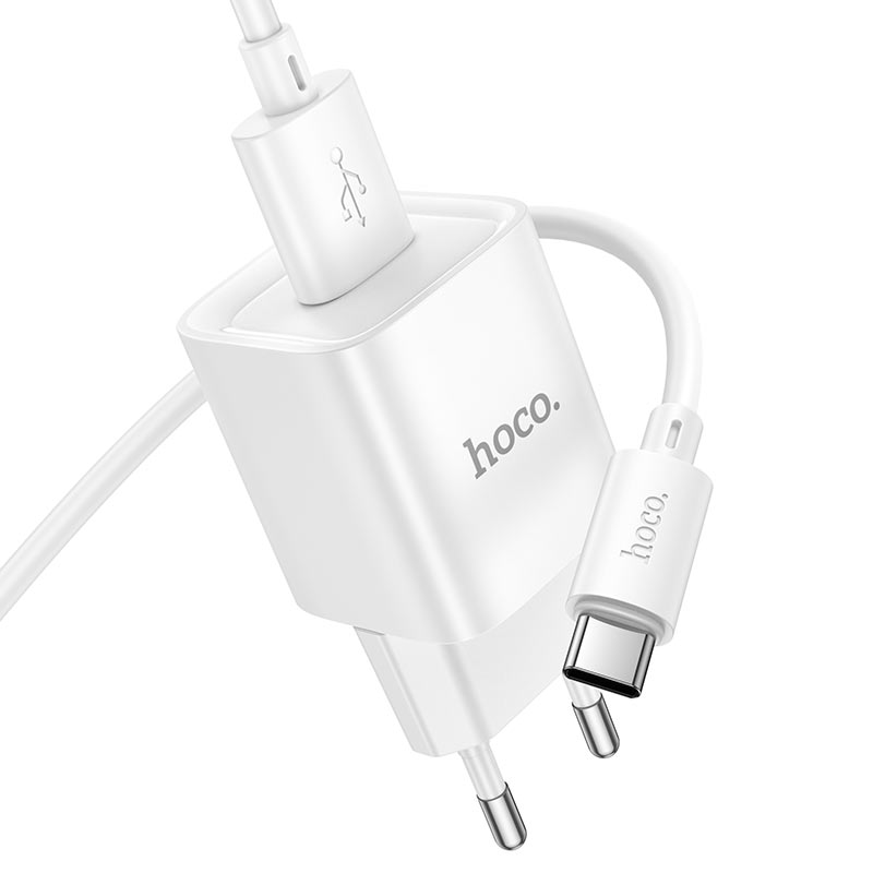 hoco c145a charm 1port qc3 wall charger eu set usba usbc cable