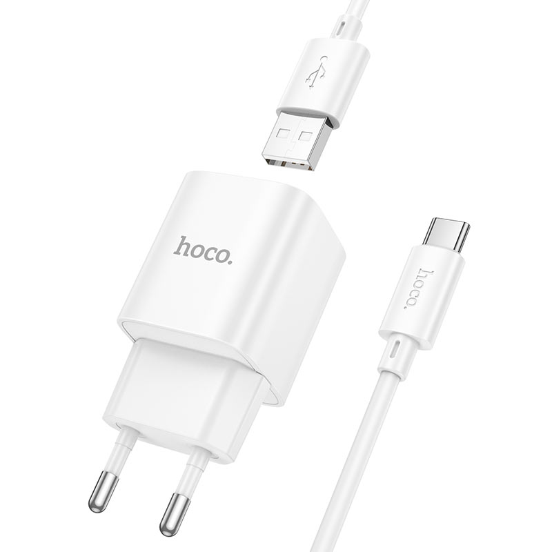 hoco c145a charm 1port qc3 wall charger eu set usba usbc charging
