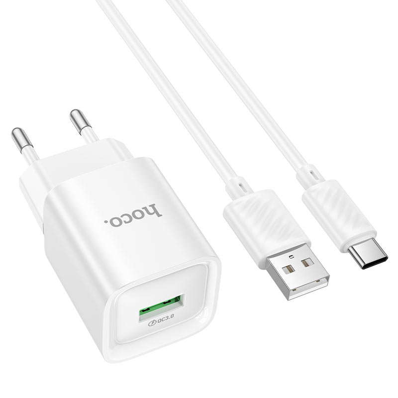 hoco c145a charm 1port qc3 wall charger eu set usba usbc