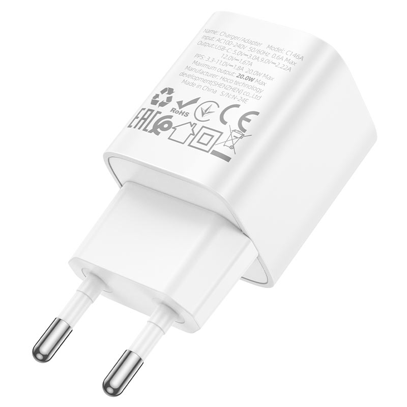 hoco c146a charm 1port pd20w wall charger eu plug