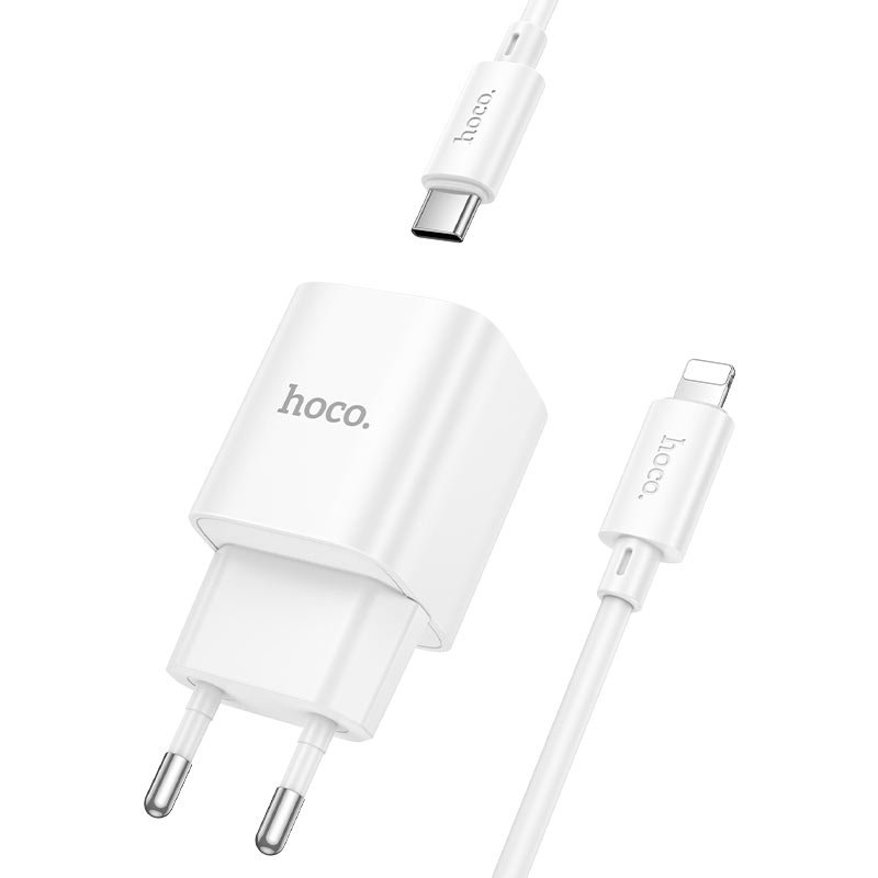hoco c146a charm 1port pd20w wall charger eu set usbc ltn charging