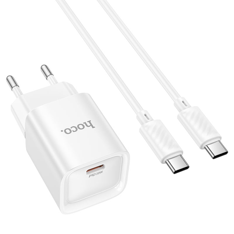 hoco c146a charm 1port pd20w wall charger eu set usbc usbc