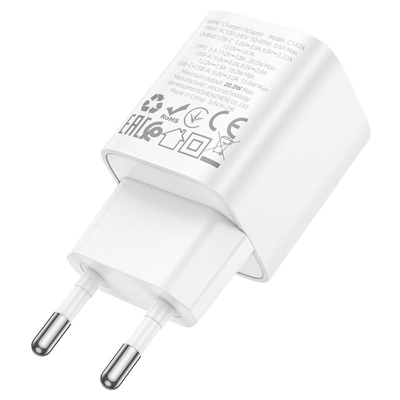 hoco c147a charm pd20w qc3 wall charger eu plug