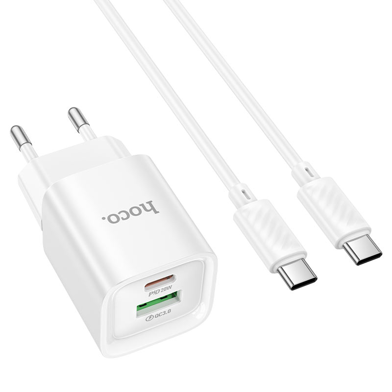 hoco c147a charm pd20w qc3 wall charger eu set usbc usbc