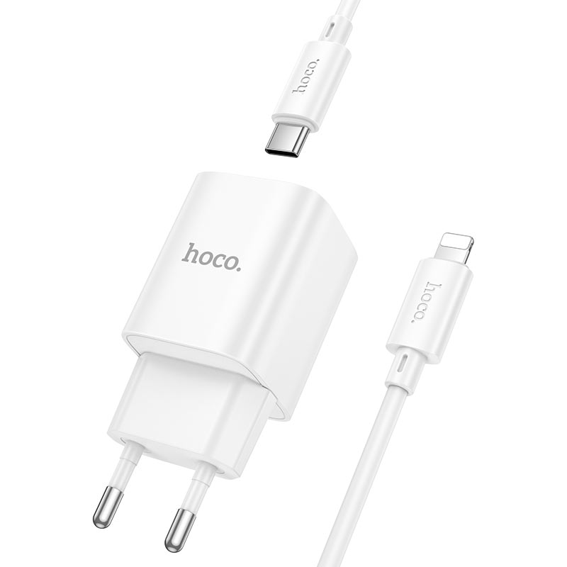 hoco c148a charm 1port pd30w wall charger eu set usbc ltn charging