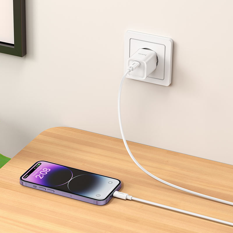 hoco c148a charm 1port pd30w wall charger eu set usbc ltn interior