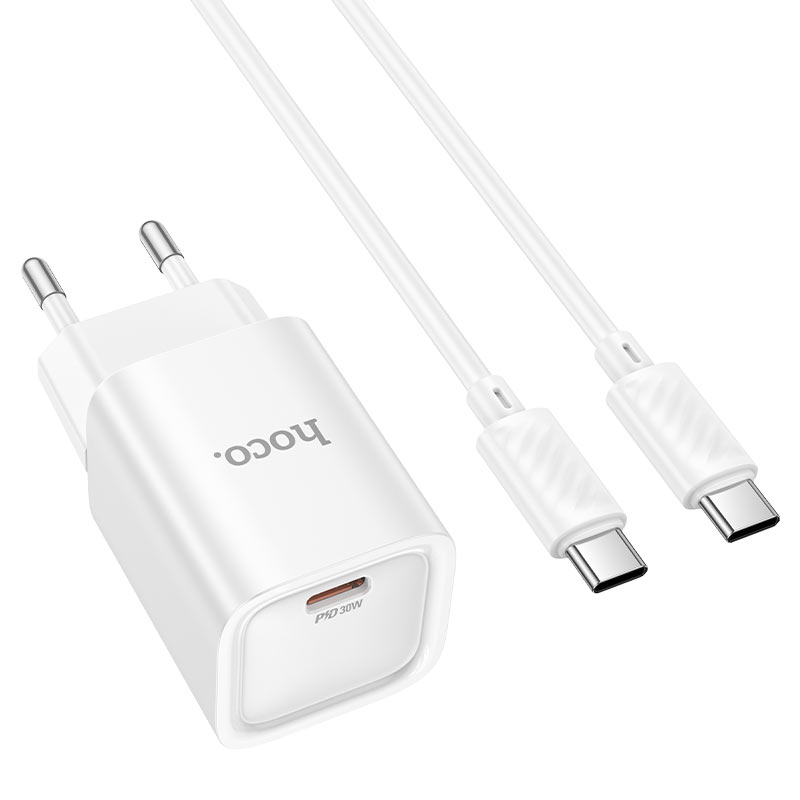 hoco c148a charm 1port pd30w wall charger eu set usbc usbc