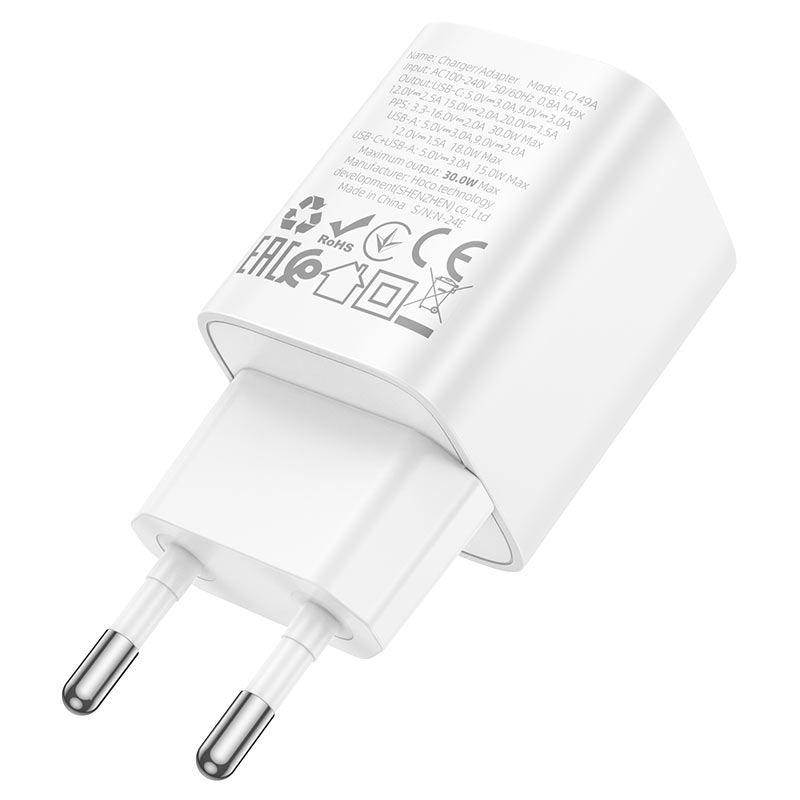 hoco c149a charm pd30w qc3 wall charger eu plug