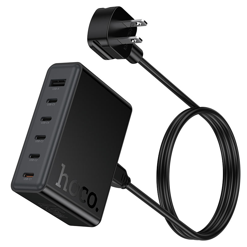 hoco c150 modern pd45w 6port desktop charger us cord