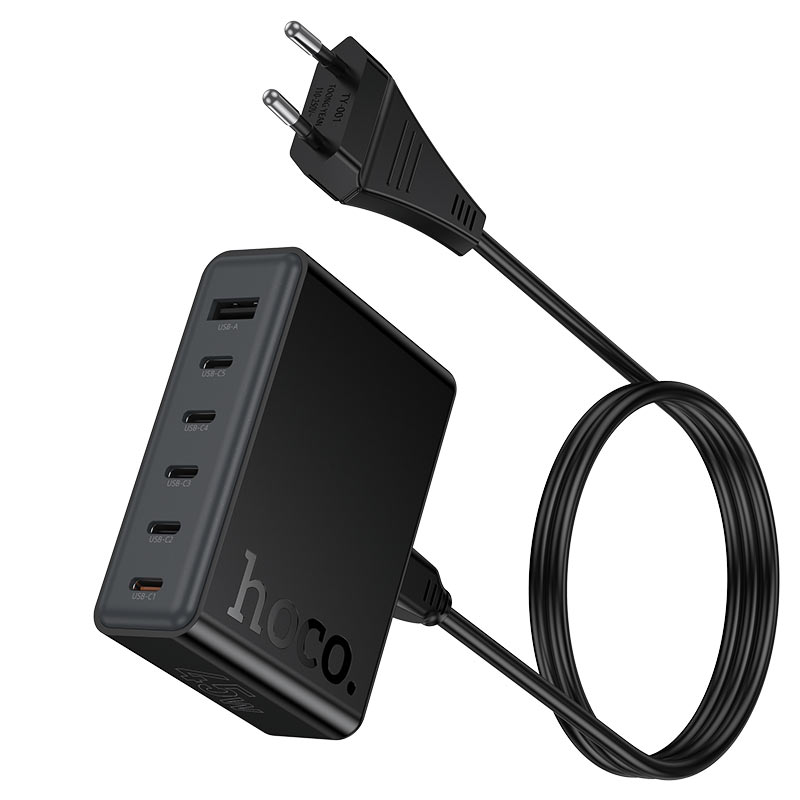 hoco c150a modern pd45w 6port desktop charger eu cord
