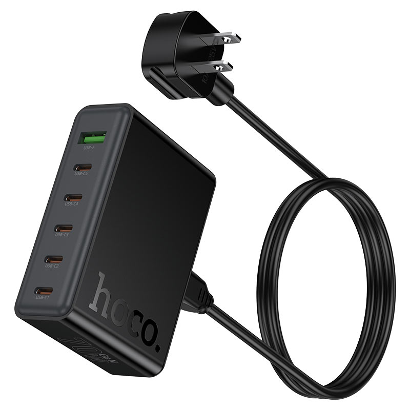 hoco c152 modern pd70w 6port desktop charger us cord