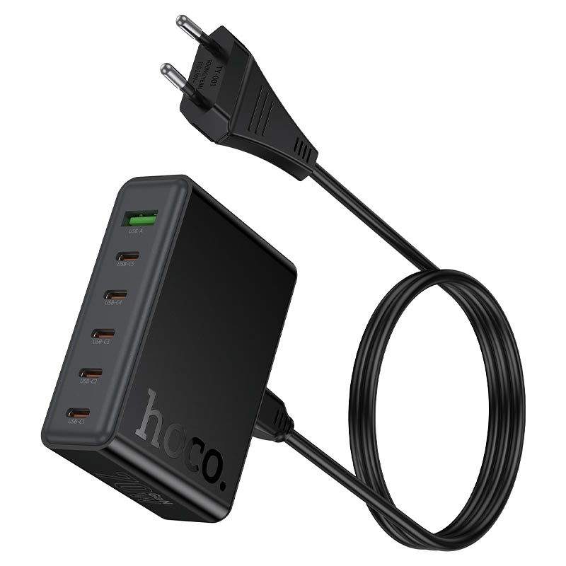 hoco c152a modern pd70w 6port desktop charger eu cord
