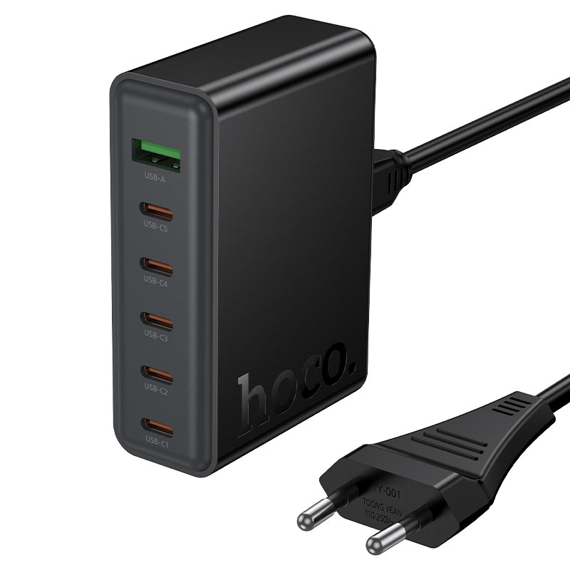 hoco c152a modern pd70w 6port desktop charger eu