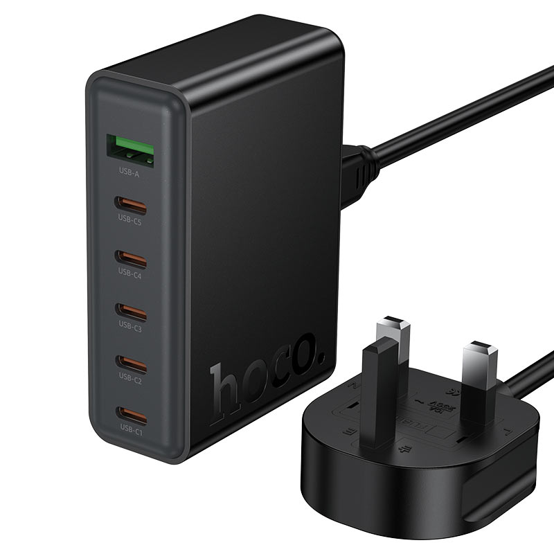 hoco c152b modern pd70w 6port desktop charger uk
