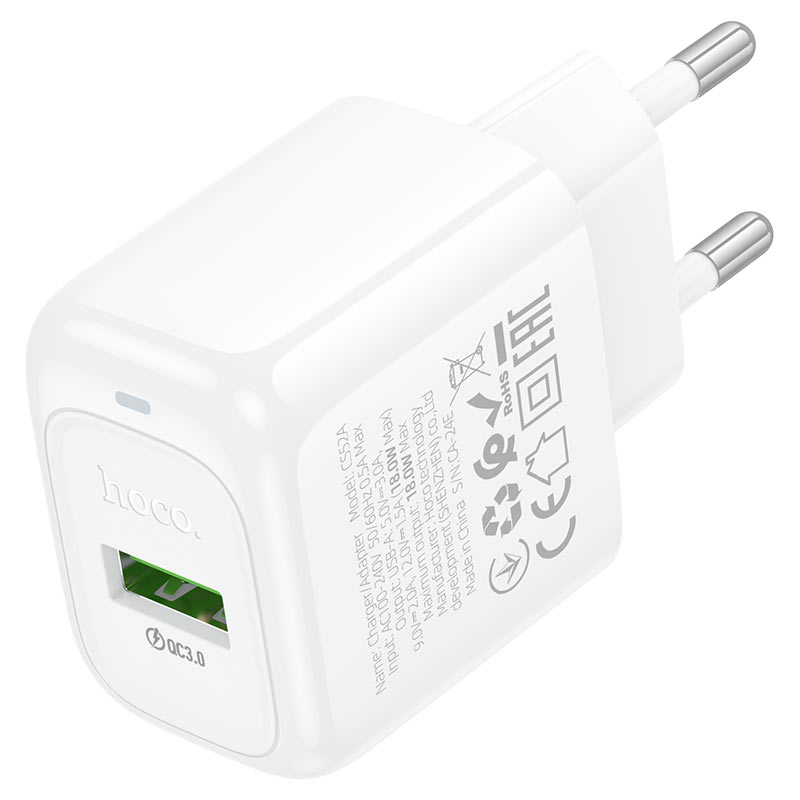 hoco cs52a surplus 1port qc3 wall charger eu charging