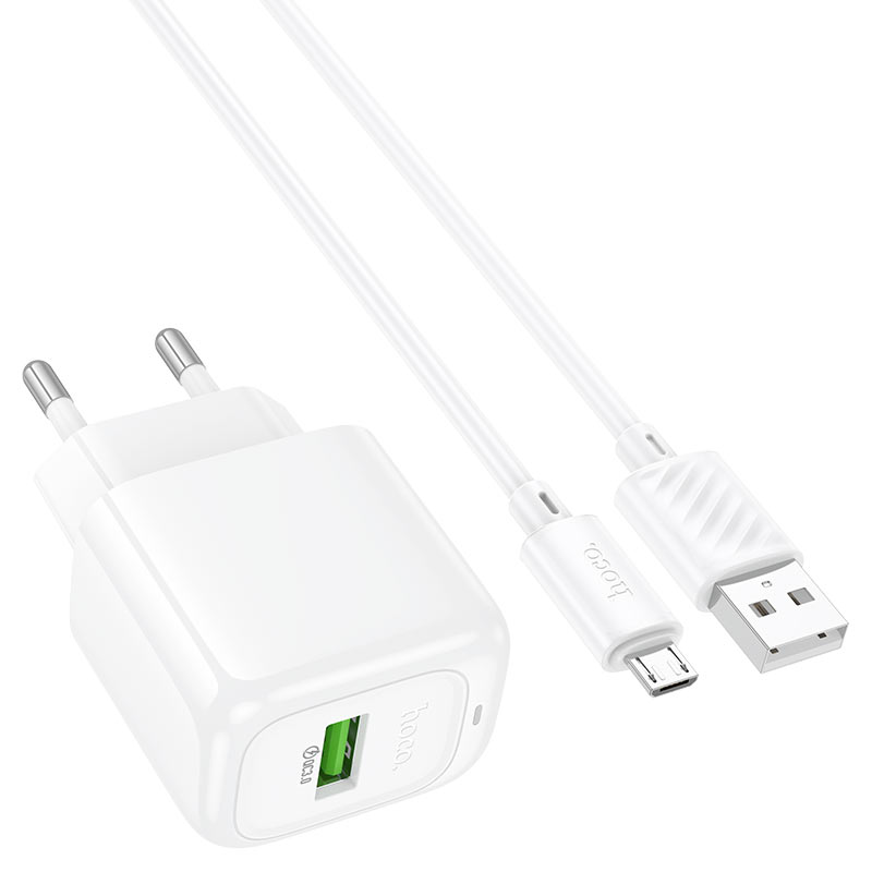 hoco cs52a surplus 1port qc3 wall charger eu set usba musb