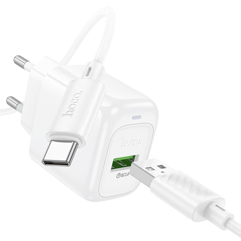 hoco cs52a surplus 1port qc3 wall charger eu set usba usbc output