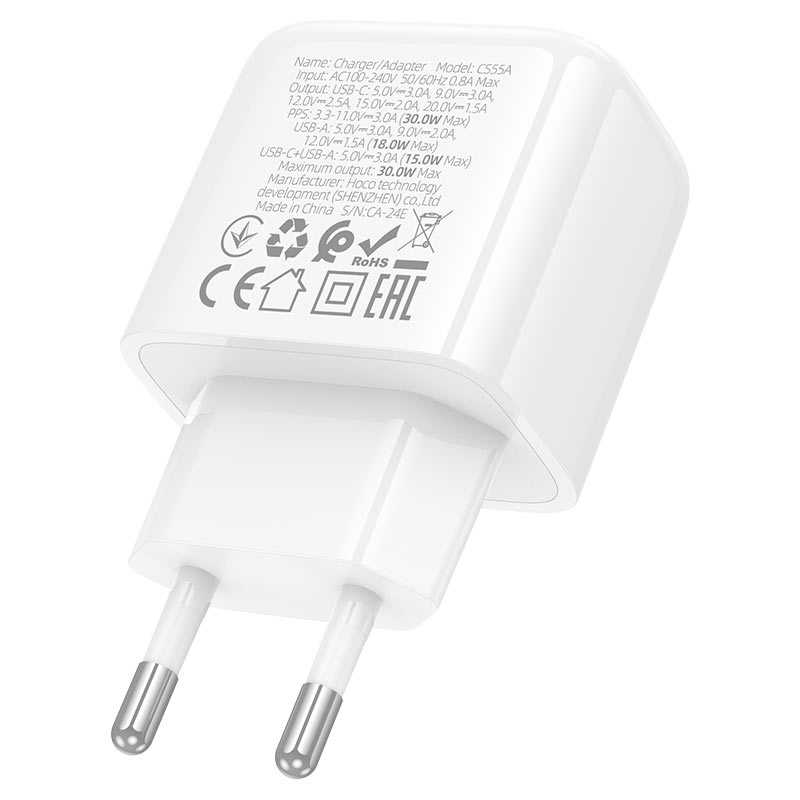 hoco cs55a surplus pd30w qc3 wall charger eu plug