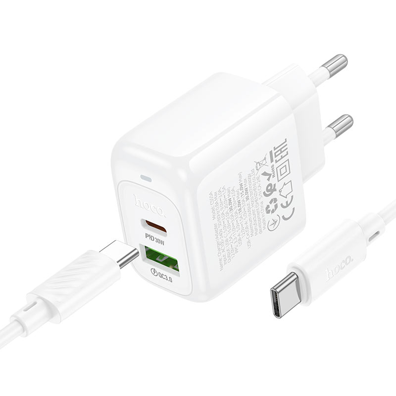 hoco cs55a surplus pd30w qc3 wall charger eu set usbc usbc charging