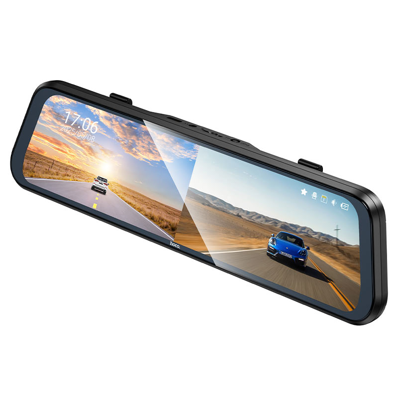 hoco dv16 9 66 inch mirror driving recorder 2 channels camera