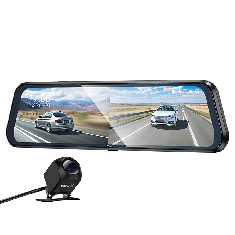hoco dv16 9 66 inch mirror driving recorder 2 channels