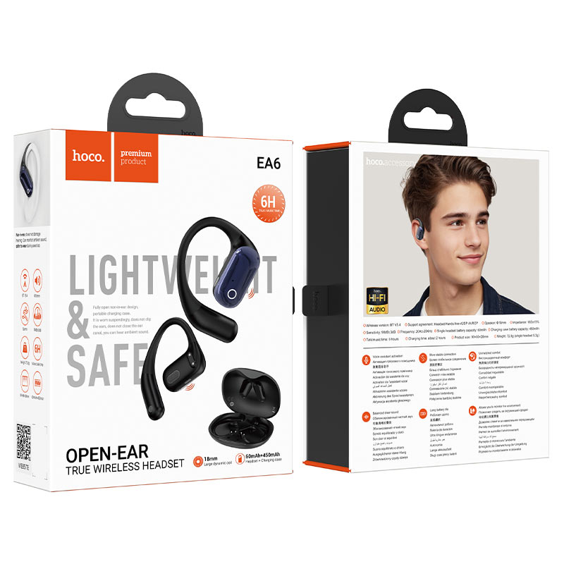 hoco ea6 melody open tws bt headset packaging black