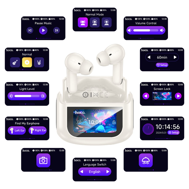 hoco eq21 sandy tws anc enc bt headset display