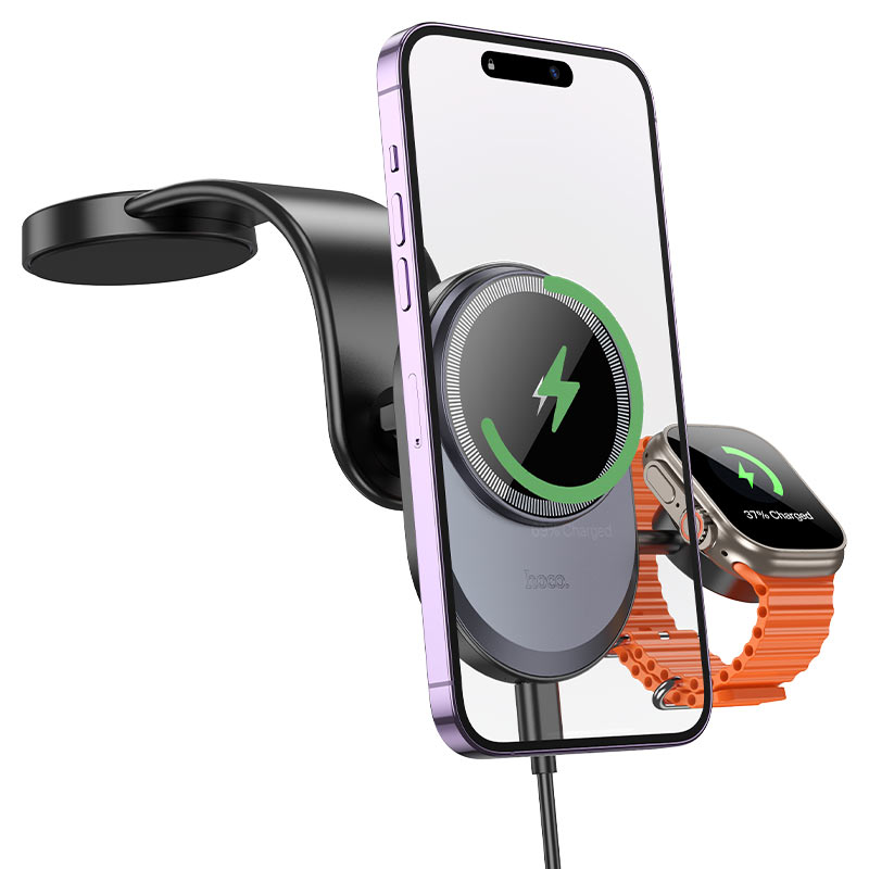 hoco hw28 excelso 2in1 wireless charging car center console holder stable